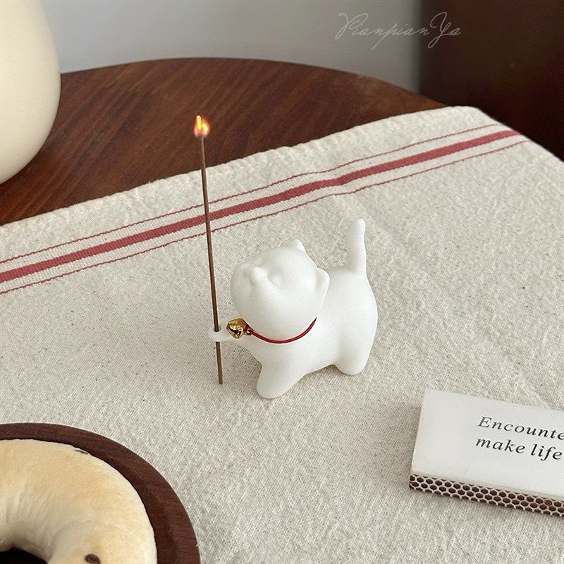 可爱小猫咪陶瓷香薰炉摆件软萌趴趴猫茶宠家用室内线香插香座,家居饰品,香托/香盘/香座/香插,淘宝优惠券,粉丝福利购,淘宝优惠卷