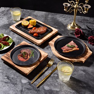 西餐铁板烧铁板长方形牛排盘铁板烧盘烧烤盘子铁板烧烤盘商用家用