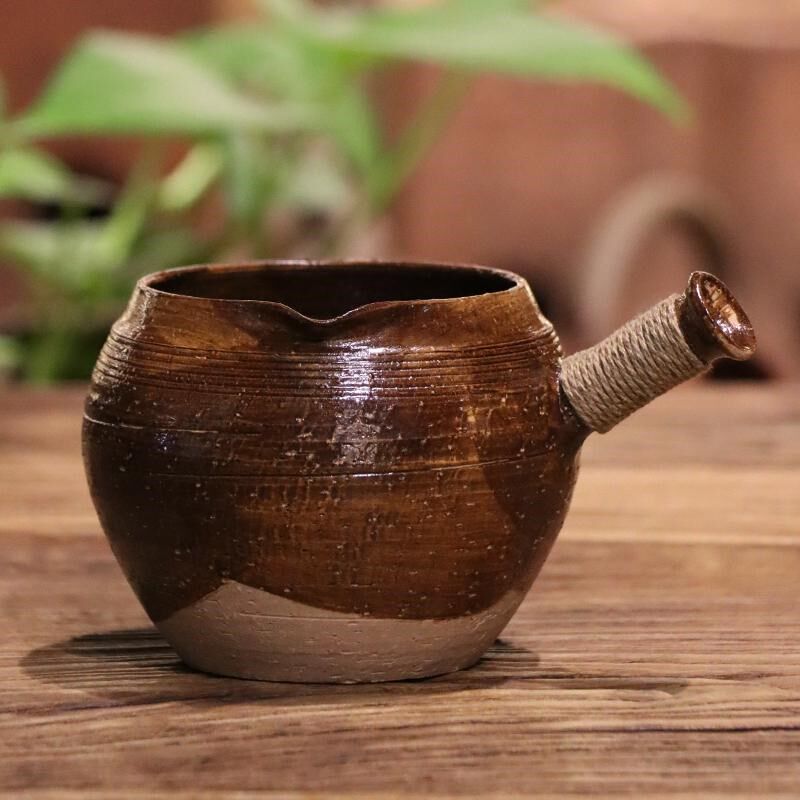 慕古老罐侧把公道杯传统老式复古纯手工柴烧粗陶茶海分茶器茶配件