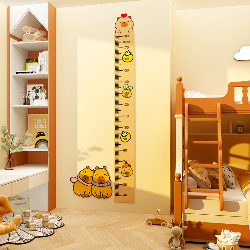 儿童房区墙面布置装饰男女孩身高测量卡皮巴拉3d立体贴纸画可移除,家居饰品,文化墙贴,淘宝优惠券,粉丝福利购,淘宝优惠卷