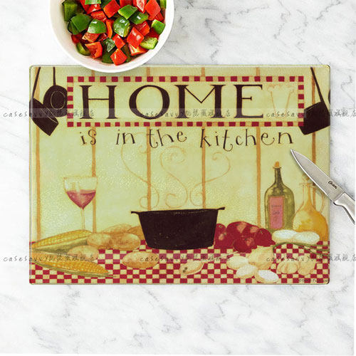 厨师秘笈钢化玻璃砧板辅食菜板切水果板案板 易清洗装饰玻璃画