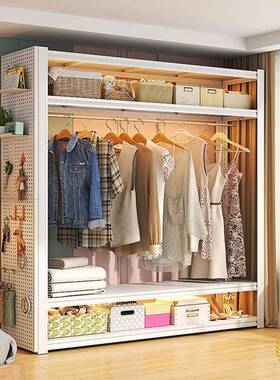 衣衣柜衣架货防尘帘开放式帽间卧架室58725简易角家用落地钢多层