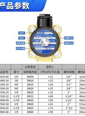 常闭控电磁阀552220V阀24V气阀n15/20/25/35d/40/50水水管开关阀