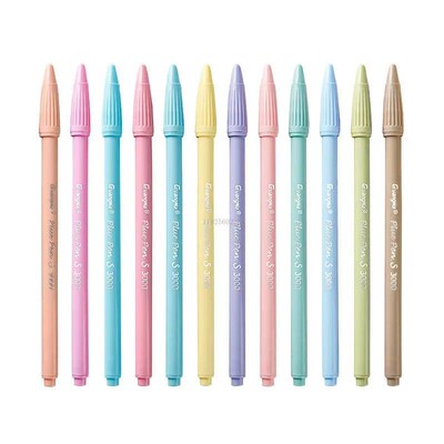 12pcs Morandi Color Felt Tip Pens 0.38 mm Plus Pen for Highl
