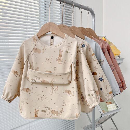 Cute Baby Bibs Toddler Baberos Bavoir Waterproof Long Sleeve