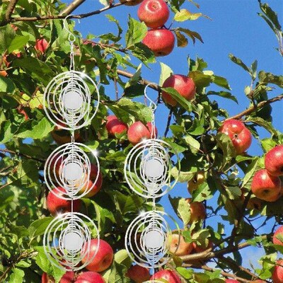 2Pcs Bird Deterrents Circular 3D Metal Wind Chimes Weather