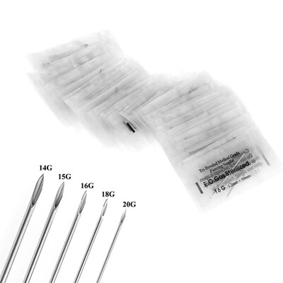 5-100PCS Body Piercing Needle 10G 12G 14G 16G 18G 20G Surgic