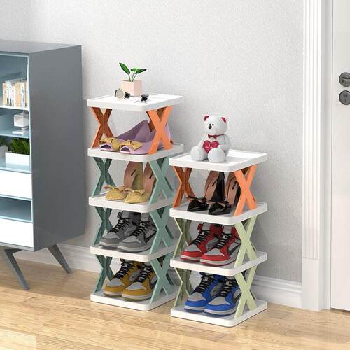 Simple Folding Shoe Rack DIY Assembly Stackable Plastic Shoe