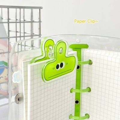 MOHAMM 4pcs Pack Multicolor Cute Face Acrylic Binder Clip Pl