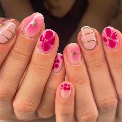 24Pcs False Nails Spicy Girl Silver Bow with Diamond Fake Na