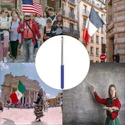 Tour Guide Flag Pole Telescoping Stainless Steel Portable