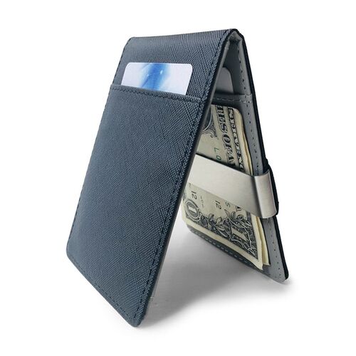 SaleSolid Mens Thin Bifold Money Clip Leather Wallet with A