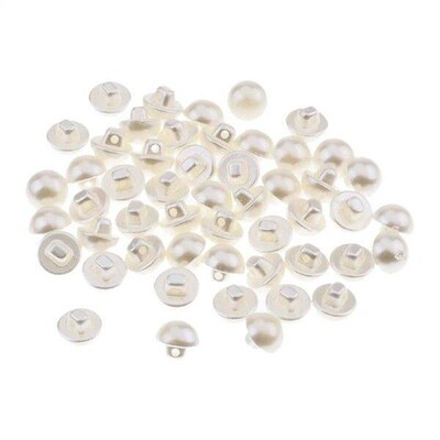 2X 50 Pieces Plastic Semicircle Pearl Buttons for DIY