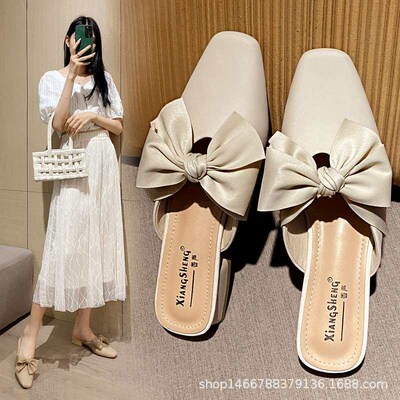 New Half-support Temperament French Style Baotou Half Slippe