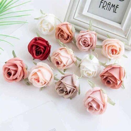 10pcs Rose Head Silk Artificial Flowers For Home Wedding Arc