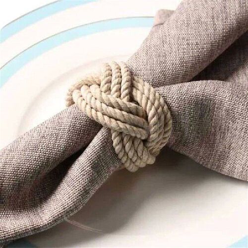12Pcs Natural Jute Napkin Loop Cord Woven Napkin Buckle