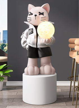 创意猫大型落地摆件客厅电视柜旁家居饰品样板间装饰乔迁新居礼品