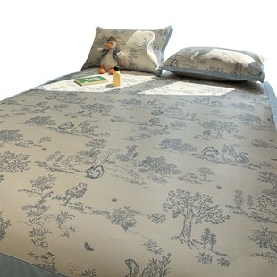 复古法式田园冰藤席夏凉席软席1.5m1.8米夏凉空调席床席款三件