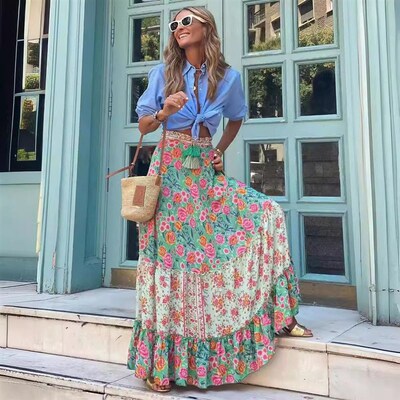 2025 Womens Positioning Printed Loose Casual Vacation Large