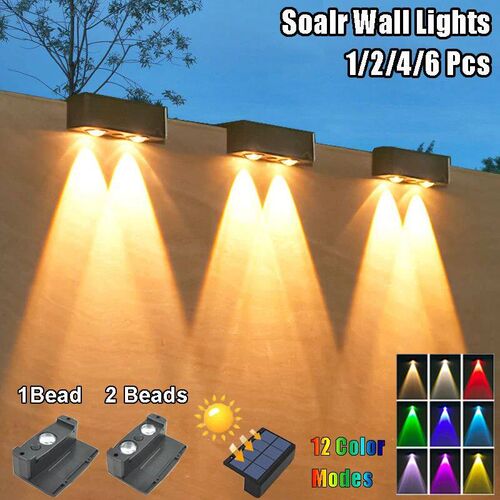 1/2/4/6 Pcs Solar Outdoor Wall Light Garden Decoration Light