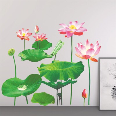 Warm 3D Lotus Waterproof Wallpaper Selfadhesive for BedroomL