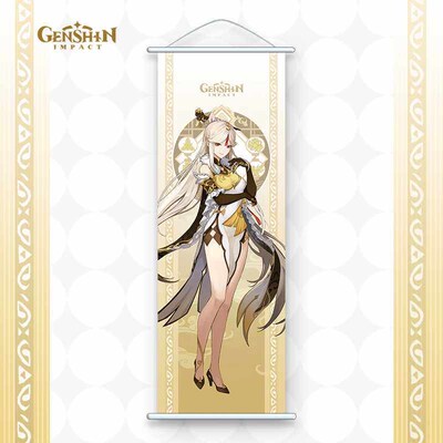 Genshin Impact Hutao Ganyu Scroll  Wall Hanging Painting Hom