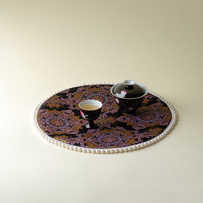 束刻 织锦宝相花茶席高端珍珠边干泡席隔热防水茶几桌布桌垫茶垫,居家布艺,茶席,淘宝优惠券,粉丝福利购,淘宝优惠卷