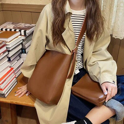 Fashion Pu Leather Composite Bags For Ladies Casual Solid La