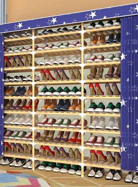 简易鞋家用门口架95994省空间济型防布鞋柜实木置物经架多功尘能