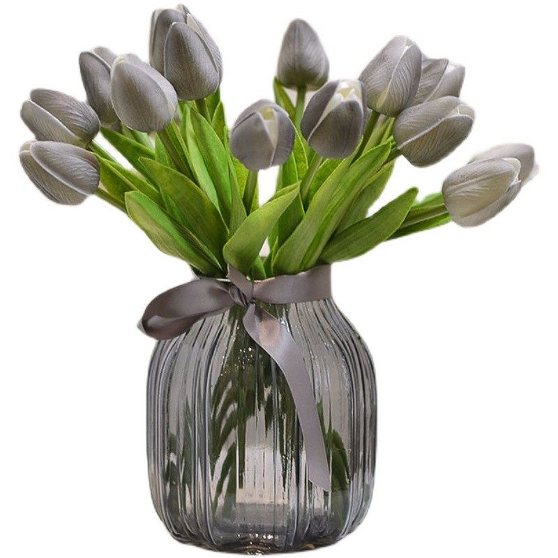 高级灰手感郁金香PU花卉仿真花家居客厅茶几样板间装饰花瓶,家居饰品,仿真花/假花,淘宝优惠券,粉丝福利购,淘宝优惠卷