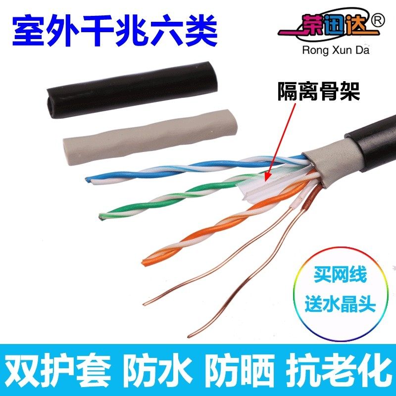 室外防水超六类网线阻水ct类千兆网络线058无氧铜300米箱
