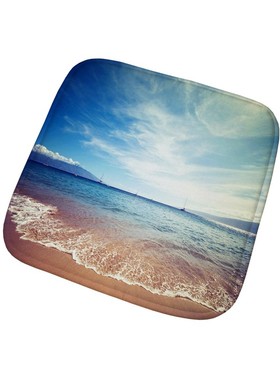 蓝色地中海风格坐垫 办公室餐椅垫沙发垫电竞椅子汽车坐垫