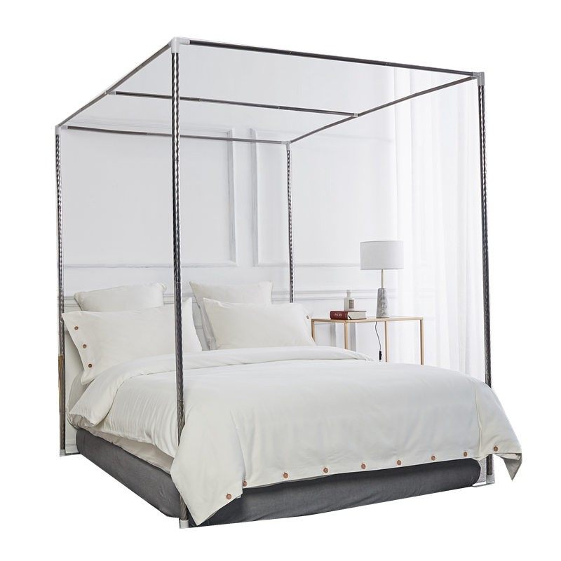 蚊帐支架遮光布床帘杆子不锈钢加粗加厚1.8m床家用1.5落地宫廷1.2