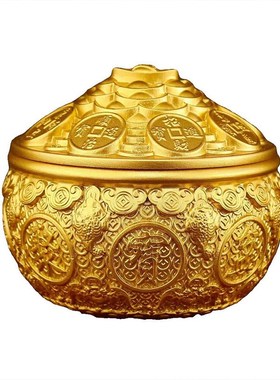 黄铜钱币聚宝盆大号金蟾铜盆家居玄关铜器送礼招财聚财乔迁摆件