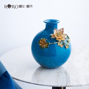 罗比罗丹荷塘月色珐琅彩花瓶创意客厅玄关家居摆件