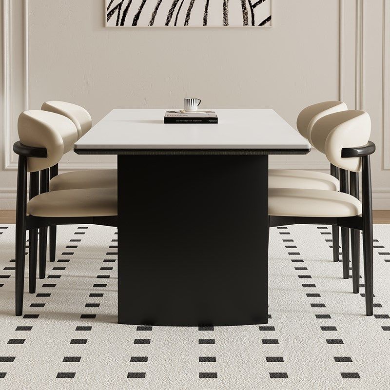 德利丰岩板餐桌家用黑色法式奶油中古风高端全托长方形小户型饭桌,住宅家具,岩板餐桌,淘宝优惠券,粉丝福利购,淘宝优惠卷