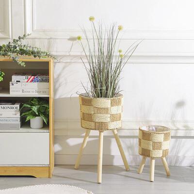 Nordic Hand-made Rattan Double-layer Small Coffee Table Side