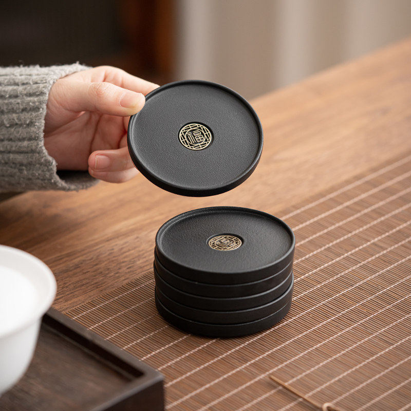 羡安黑陶茶杯垫创意粗陶功夫茶道杯托整块隔热茶杯垫功夫茶托配件,餐饮具,茶道/零配,淘宝优惠券,粉丝福利购,淘宝优惠卷