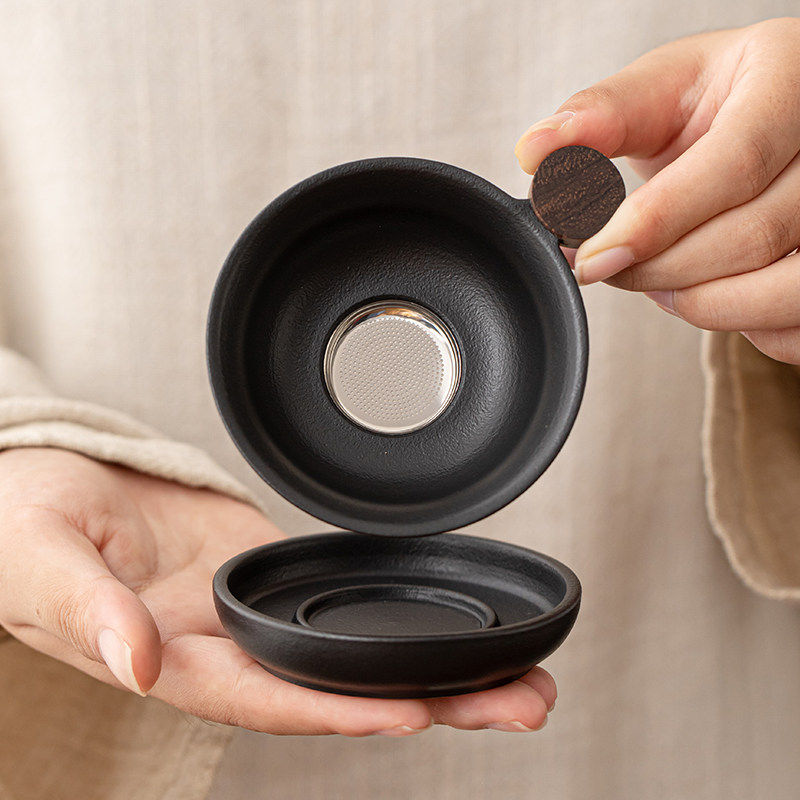 黑陶陶瓷过滤套组茶漏泡茶家用茶叶过滤滤茶器简约轻奢高档茶隔,餐饮具,茶滤,淘宝优惠券,粉丝福利购,淘宝优惠卷