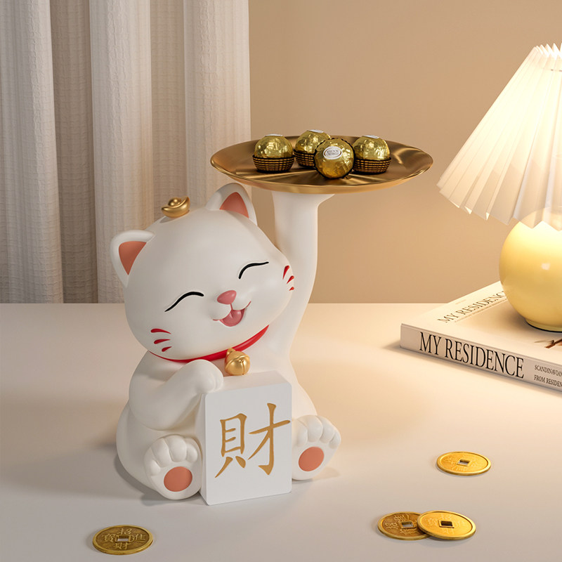 招财猫进门入户鞋柜子钥匙收纳玄关装饰摆件家居饰品客厅桌面摆设
