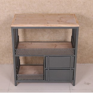 loft美式铁艺实木置物架书柜书架组合工业风收纳架储物柜餐边柜