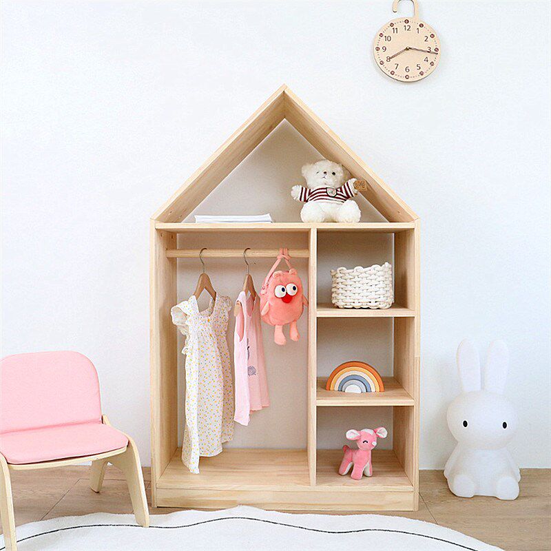 儿童衣柜收纳柜儿童房简易实木挂衣柜男孩女孩小衣橱柜婴儿储物柜