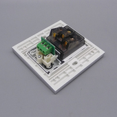 银灰色86型五孔电源带红白AV音频免焊银色接线插座5孔加莲花音频