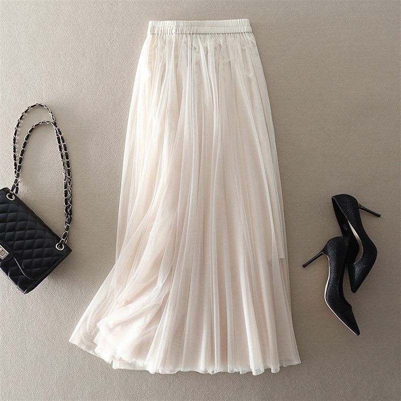 仙气十足2025春季新款系带松紧高腰超大摆网纱裙半身裙仙女裙长裙,女装/女士精品,半身裙,淘宝优惠券,粉丝福利购,淘宝优惠卷