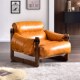 复古客厅设计师沙发椅白蜡实木卧室单人懒人休闲椅油蜡皮老虎椅