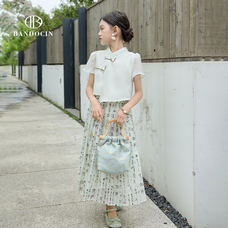 亲子女童汉服套装夏装洋气国风2024新款儿童夏季新中式唐装连衣裙