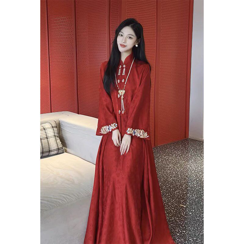 敬酒服新娘红色新中式套装秋冬高级感结婚订婚礼服回门秀禾服长袖