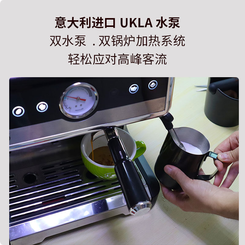 EB亿贝斯特咖啡机家用小型商用半自动研磨一体双锅炉110V意式摆摊