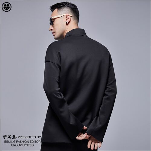 半闲集时尚唐装秋季新款空气层外套复古潮长袖上衣中国风盘扣男装