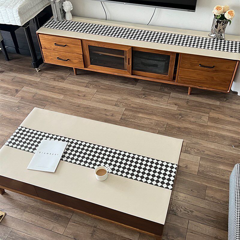 【皮革电视柜垫】防水防油隔热免洗法式高端餐桌垫茶几桌布奶油风